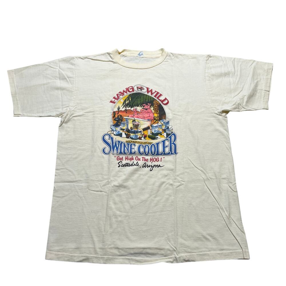 Vintage HAWG WILD SWINE COOLER PIG GET HIGH ON THE HOG t-shirt Sz XL 80s